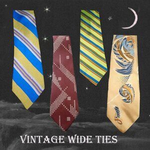 Vintage Wide Tie Bundle 70s & 60s Retro Neckties, Reseller Lot